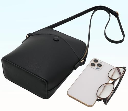 Solene Small Crossbody Bag with Gold Hardware, Mini Shoulder Purse with Adjustable Strap - color: Black
