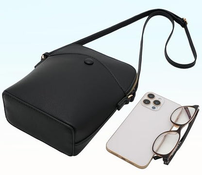 Solene Small Crossbody Bag with Gold Hardware, Mini Shoulder Purse with Adjustable Strap - color: Black