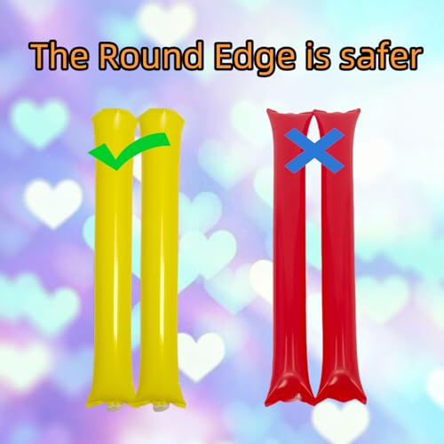 48pcs Round Head Boom Sticks Thunder Sticks Cheering Sticks Team Spirit Plastic Cheerleading Spirit Stick Clapper Inflatable Noise Maker Sports Supply (Yellow) - color: Yellow