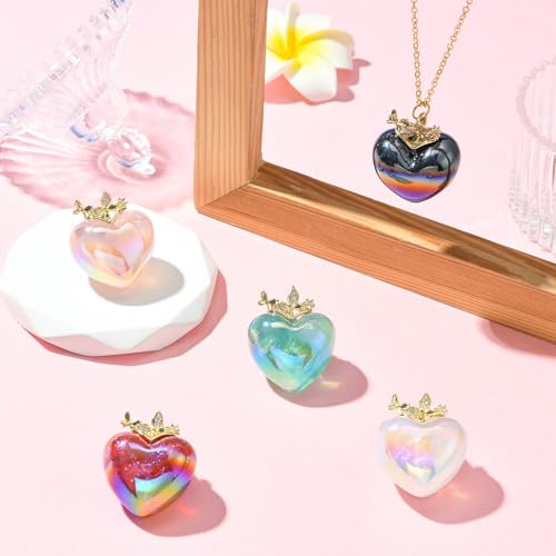 Stiesy 5 Pcs Resin 3D Heart Pendants Charms 5 Colors Rhinestone Glitter Love Heart Shape Charms Bulk for DIY Necklace Bracelet Jewelry Making - color: Heart-5pcs