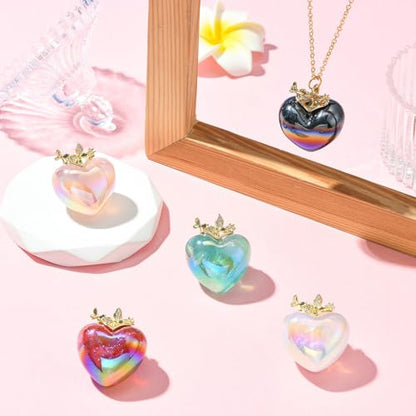 Stiesy 5 Pcs Resin 3D Heart Pendants Charms 5 Colors Rhinestone Glitter Love Heart Shape Charms Bulk for DIY Necklace Bracelet Jewelry Making - color: Heart-5pcs