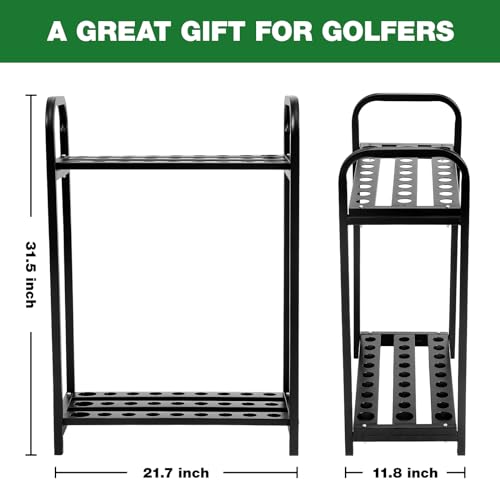 Hicarer 27 Hole Golf Club Holder Metal Golf Club Organizer Stand Rack Putter Stand Display for Indoor and Outdoor Use Home, Black - style: 27 Hole