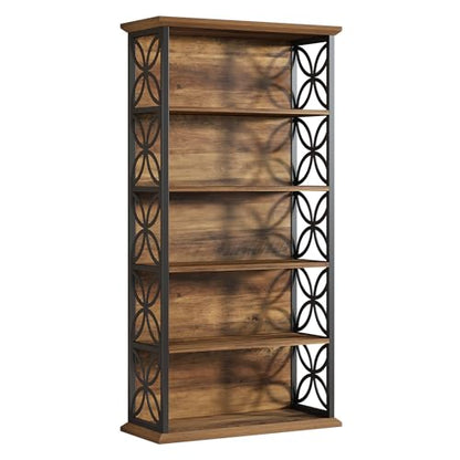 Tribesigns 6-Tier Tall Bookshelf, 71" Industrial Bookcase with Metal Frame, Freestanding Open Storage Shelves for Home Office, Living Room, Bedroom - color: Rustic Brown