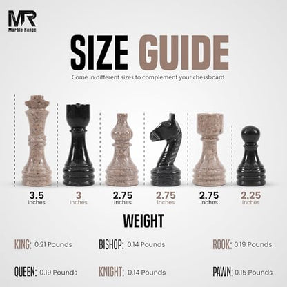 Marble Chess Pieces 3.5 Inch King Handmade Oceanic and Black 32 Chess Figures for Board Games, Suitable for Travel Games - color: Oceanic and Black