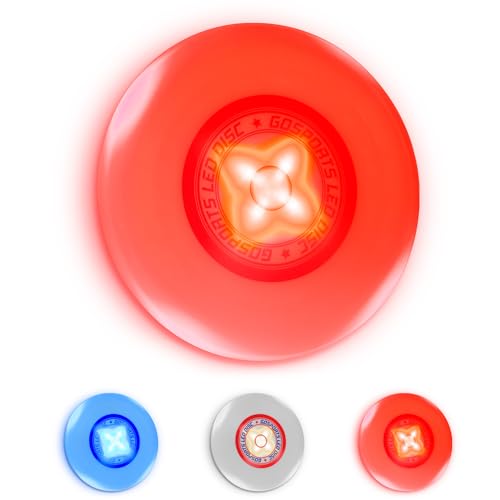 GoSports Ultimate Light Up Flying Disc, 175 Grams, with 4 LEDs - Red
