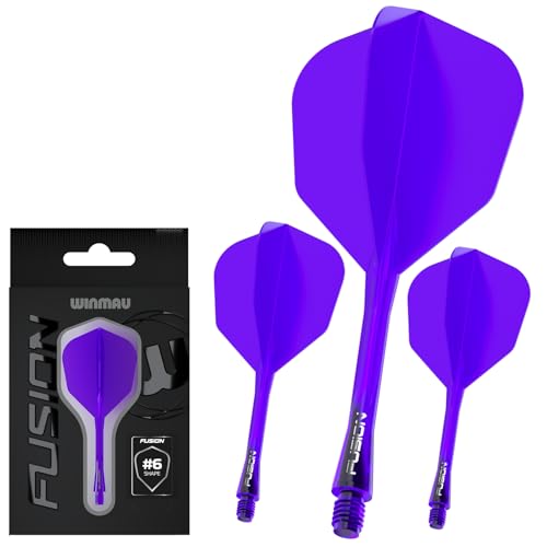 Winmau Fusion No.6 Integrated Flight & Shaft System - Lightweight Replacement Set for Steel & Soft Tip Darts - 90-Degree Wing Design Sizes - color: Purple, size: Intermediate (28mm)