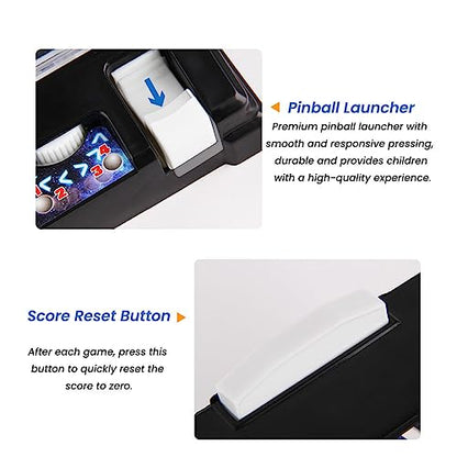Rasul Mini Pinball Games, Electronic Tabletop Pinball Machine Shooting Toy for Indoor Game Room with Light and Scorekeeper, Desktop Ball Game Retro Nostalgia Arcade Machine for Kids Adults