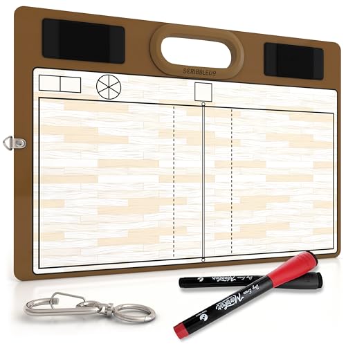 Dry Erase Volleyball Coaching Board 15x10.5” with Rotation Wheel – Includes 2 Markers, Whiteboard for Coaches, Equipment & Accessories, Ideal Coach Gift
