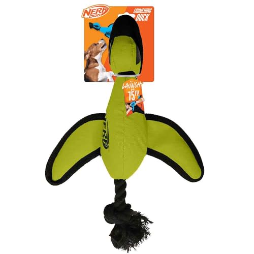 Nerf Dog Trackshot Launching Duck Dog Toy, 16.5 Dog Fetch Toy for Medium and Large Breeds, Green - color: Green