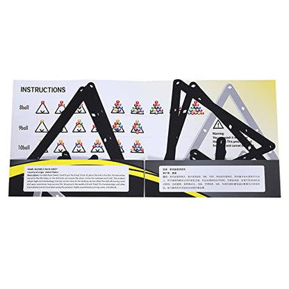 Magic Rack 8 9 10 Ball 57mm, 6Pcs Magic Pool Table Ball Holder, Film Billiards Magic Ball Rack Triangle, Black Billiard Rack Sheet for Pool Halls, Individual, 9.4x9.4in