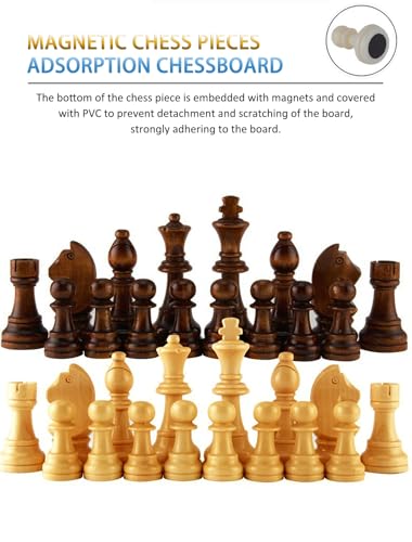 Chess Sets Magnetic Board Games - 11.8 Inches Travel Chess Set for Teenager & Adults, Wooden-Style Folding Portable Chess Gifts Classic 2-Player Strategy Family Game for Beginner and Professional - size: 11.8x11.8 inches