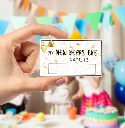 What's Your New Years Name, 1 Game Sign and 30 Name Stickers, Birthday Decor for Kids Party, Family Funny Games - style: Newyear