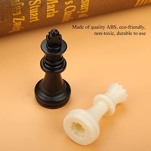 Tournament Chess Set 32 Black & White Pieces 1.93Inch 49mm Tall Standard Replacement Plastic Chessmen Without Checkerboard