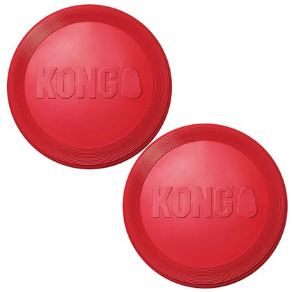 KONG Flyer - Durable Dog Toy for Outdoor Playtime - Natural Rubber Flying Disc, Dog Toy for Fetch - Safer Disc for Healthy Activity - for Small Dogs (Pack of 2) - size: Small(2-Pack)