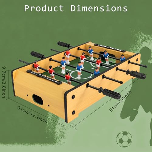 20 Inch Mini Tabletop Foosball Game Set, Table Football, Tabletop Football Games, Durable Soccer Kit for Adults, Children, Families and Playrooms, Easy to Store