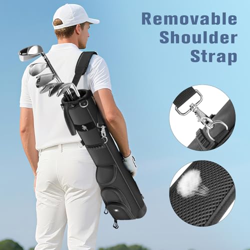 Findway Golf Stand Bag, [Upgraded Generous Space] Small Golf Bag for Driving Range, Par 3 & Executive Courses, Lightweight Sunday Golf Club Carry Bag with 3 Pockets - color: Black
