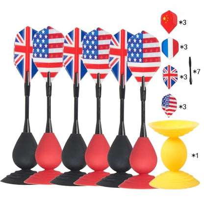 Silicone Sucker Darts Throwing Game Set, Indoor Outdoor Detachable Suction Cup Toys for Kids & Adults - color: with National Flag Dart Flights