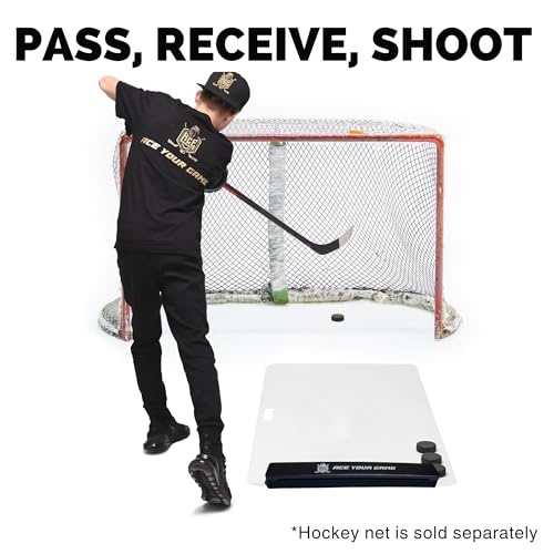 Ace Hockey Shooting Pad 30" x 60" Plus Puck Rebounder - Synthetic Ice Mat with Puck Passer - 12.5 sqft Shoot Pad with Hockey Passer for One Timers - Practice Hockey