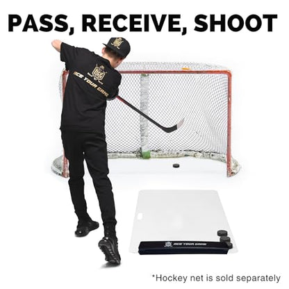 Ace Hockey Shooting Pad 30" x 60" Plus Puck Rebounder - Synthetic Ice Mat with Puck Passer - 12.5 sqft Shoot Pad with Hockey Passer for One Timers - Practice Hockey