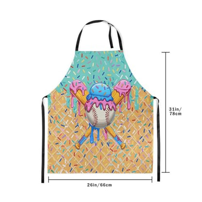 Manfei Baseball Ice Cream Kids Kitchen Apron - color: Light Green