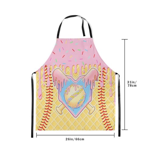 Castle Fairy Ice Cream Drip Baseball Kids Kitchen Apron - color: Pink
