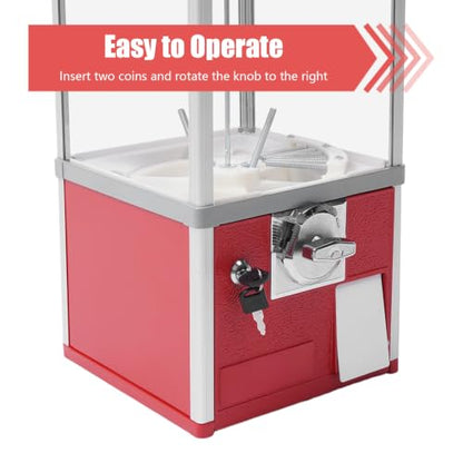 Gumball Machine for Kids, 25-Cent Vending Machines, PS Bouncy Balls Dispenser, 1.77-1.97in Huge Load Capacity Coin Operated Gumball Bank, Hold 200 Capsule Toys for Retail/Game Store (Red) - color: Red