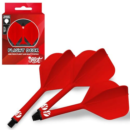 Shot! Darts Flight Deck One Piece Dart Flight and Shaft System, Reduced Deflections, Standard Shaped Flight (350 Micron) Available in Set of 3 - color: Red, size: Inbetween