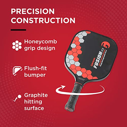 Gamma Pickleball Paddles, Fusion Series, React, Power, Wider Surface Maximizes Hit Potential for All Skill Levels, Indoor/Outdoor Racquet, USAPA Approved Pickleball Paddles - style: LE