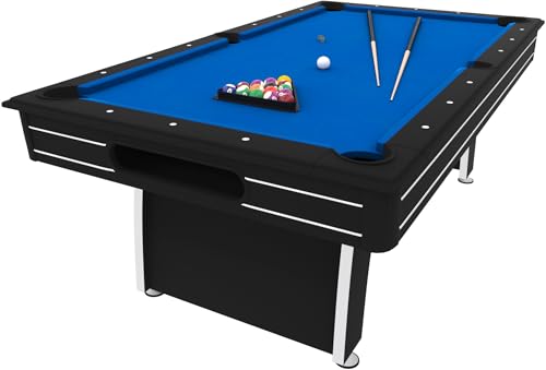 Fat Cat Tucson 7 Foot Pool Table with Automatic Ball Return, Billiard Table with Arcade Style Black Finish, 818 Bumpers, Includes Cues and Balls - color: Blue