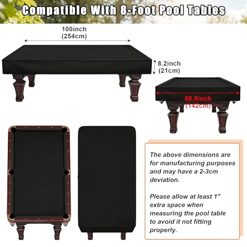 Blueshyhall Billiard Pool Table Cover 8 Feet, Waterproof & Dustproof Cover for Pool Table, Indoor Outdoor Protection Snooker Table Covers