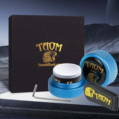 TAOM Upgrade Pool Chalk Holder Round Shaped Practical Tool Billiards Accessories Magnetic Mini Chalk Tip Case Container Round Box Billiards,Cue Tip Tool Scuffer Shaper - color: 1-Gift Set-Blue with 2.0 Blue