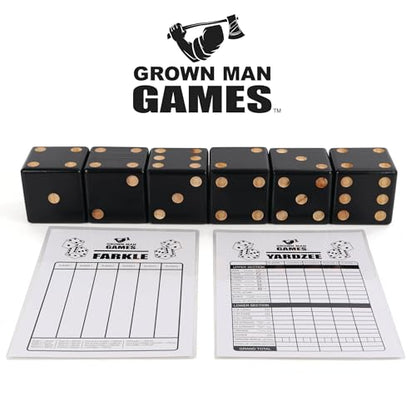 Grown Man Games Yard Dice - Yardzee - Yard Farkle/Yardkle - Large Lawn Dice - Giant Wooden Dice Lawn Game - Indoor/Outdoor Game for Adults