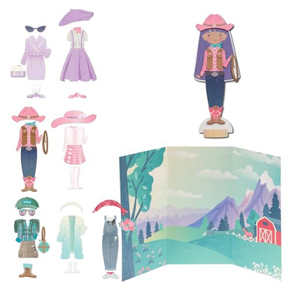 Stephen Joseph, Magnetic Dress Up Dolls, 30 pc Magnetic Travel Play Set – Pretend Play Magnetic Dress Up Dolls, Ideal for Ages 3 4 5 – Travel Game for Kids, World Traveler