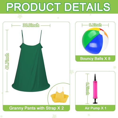 Granny Pants Yard Game Granny Pants Game with Strap Giant Yard Pant Toss Game Outdoor Party Game Granny Pants Outdoor Game with Bouncy Balls and Pump for Family Reunion Day Backyard Gatherings - color: Green Gold