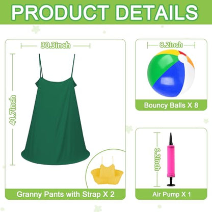 Granny Pants Yard Game Granny Pants Game with Strap Giant Yard Pant Toss Game Outdoor Party Game Granny Pants Outdoor Game with Bouncy Balls and Pump for Family Reunion Day Backyard Gatherings - color: Green Gold