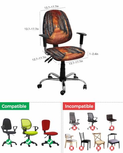 Savannan Office Chair Cover, Autumn Forest Fallen Leaves Protective Stretch Elastic Universal Cover for Desk Task Chair,Computer Rotating Chair 1 Pcs Trees Red Orange Maple Leaves
