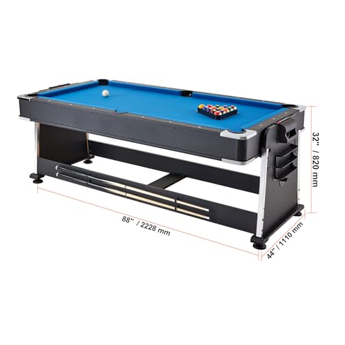 Happybuy 3-in-1 Rotating Swivel Multi Game Table with Air Hockey, Billiards/Pool, and Table Tennis, 88" Gaming Table for Family Game Room, Includes All Accessories