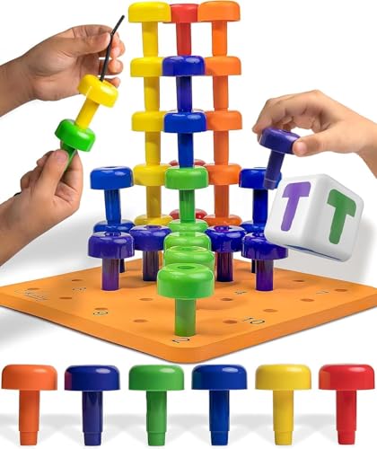 Skoolzy Peg Board Set - Montessori Toys for 2 Year Old - 33 Pc Peg Board for Kids - Occupational Therapy Toys with Pegs, Dice, Lacing String & Storage Bag - Montessori Toys for 2+ Year Old - style: Pegboard Set - 33pcs
