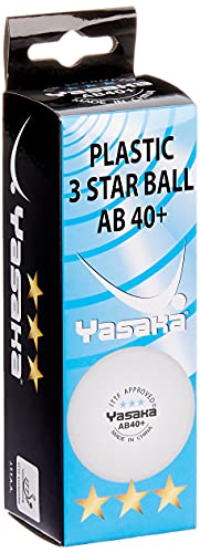 YASAKA Table Tennis Ball, PLA 3 Star Ball, AB40+ White, 3 Bulbs, A60