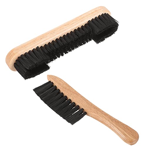 2pcs Wooden Pool Table Cleaning Brush Set Billiard Brush for Table Surface and Rail Dust Removal Essential Maintenance Tool for Snooker Rail