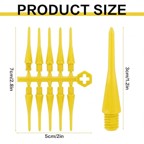 Foilswirl 60 Pcs 2ba Electronic Dart Tips Plastic Dart Tips - Universal Plastic Soft Tip Points - color: Yellow