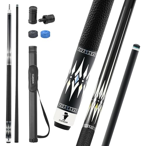 Carbon Fiber Pool Cue Stick with Case, 2pieces 58inch Low Deflection Professional Cue Stick for Billiards, Pro Taper Carbon Fibre Shaft with Genuine Leather Wrap and 12.5mm Tip (19oz-20oz) - color: Style4