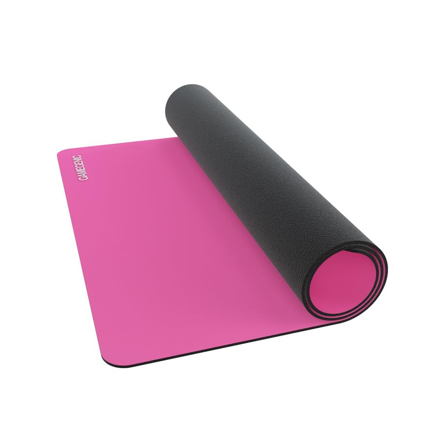 Gamegenic Prime Playmat – Pink Color, 61 x 35 cm Soft Cushioned Natural Rubber Playmat with Anti-Slip Back & Silver Foil Logo, Premium Surface for Card Games, Dice, and Desk Protection - color: Pink