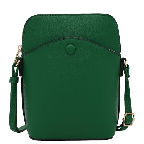 Solene Small Crossbody Bag with Gold Hardware, Mini Shoulder Purse with Adjustable Strap - color: Kelly Green