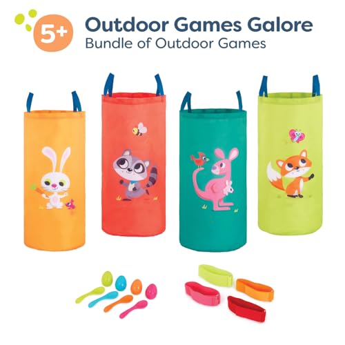 B. toys – 3 Outdoor Games for Kids – Racing Sacks & 3-Legged Race Bands – Egg-and-Spoon – Birthday Party Games – 5 Years + - style: Outdoor Racing Games