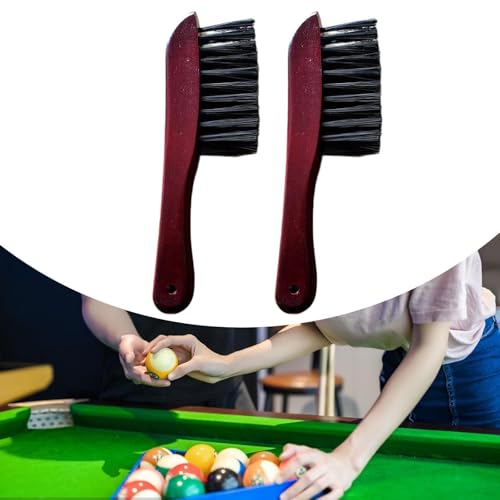 Snooker Table Brush Wooden Handle Billiards Table Rail Brush Cleaning Tool for Household, Dark Red
