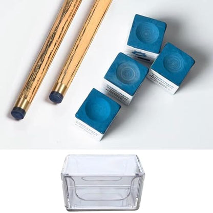 Pool Cue Chalk Holder Case, Single Billiard Chalk Storage Box Hold 2 Packs Chalk, Clear