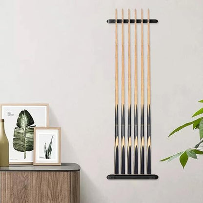 SUPERDIAMOND Pool Cue Rack Wall Mount, 6 Cues Solid Wood Pool Stick Holder, 2-Piece Minimalist Cue Stick Holder & Billiard Cue Racks for Game Room, (Black / 6 Cues) - size: 6 Cues, style: SU-LM-Pool Cue Rack-6cues