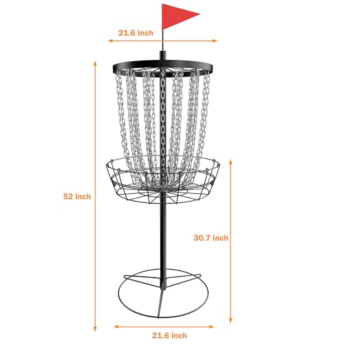 NQV PRO Disc Golf Basket,Portable Disc Golf Target with Heavy Duty 24 Chains, Suitable for Players of All Levels,Black