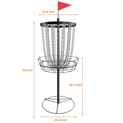NQV PRO Disc Golf Basket,Portable Disc Golf Target with Heavy Duty 24 Chains, Suitable for Players of All Levels,Black